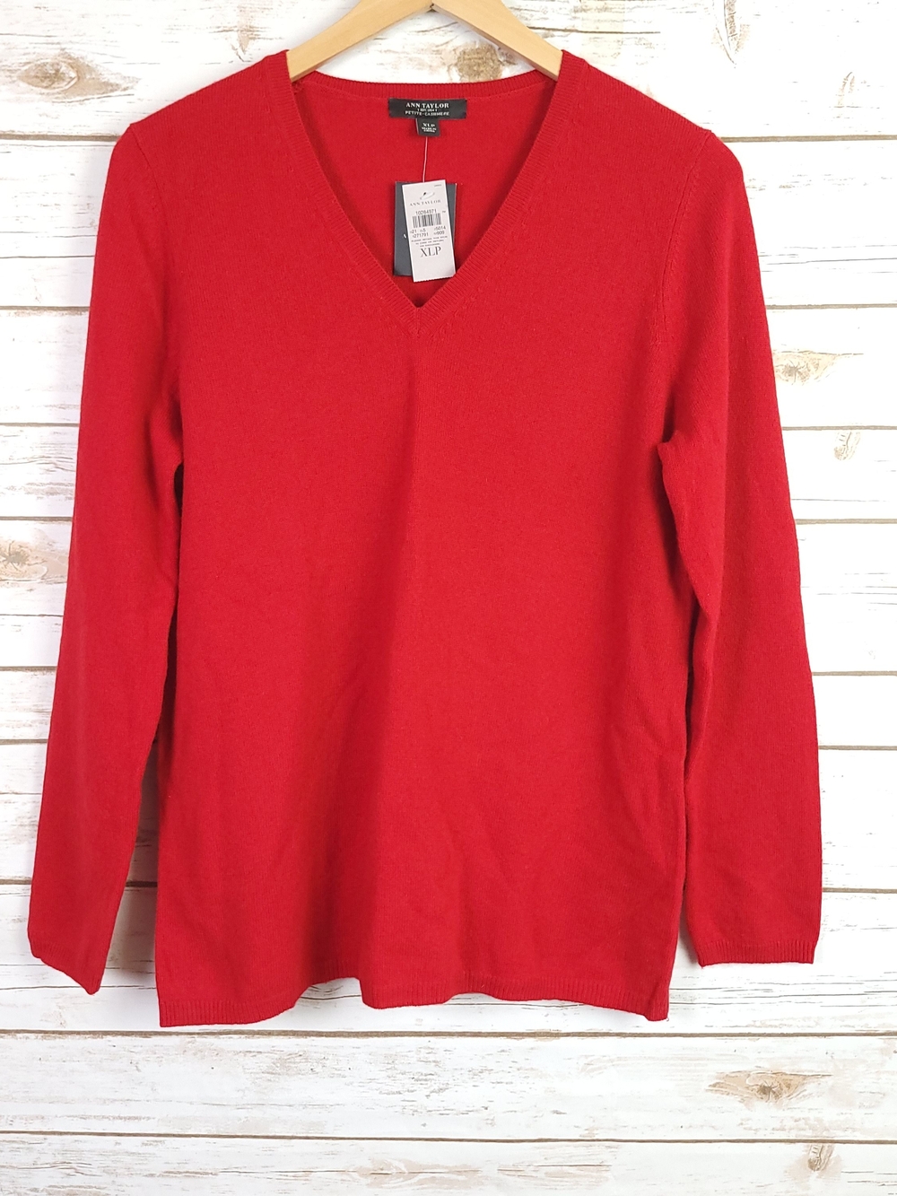 Ann Taylor Cashmere Red Sweater Xlarge Petite Pullover Classic Preppy